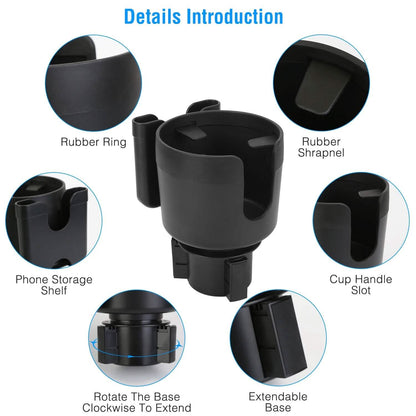 2-in-1 Car Cup Holder with Phone Holder Adjustable Base DailySale