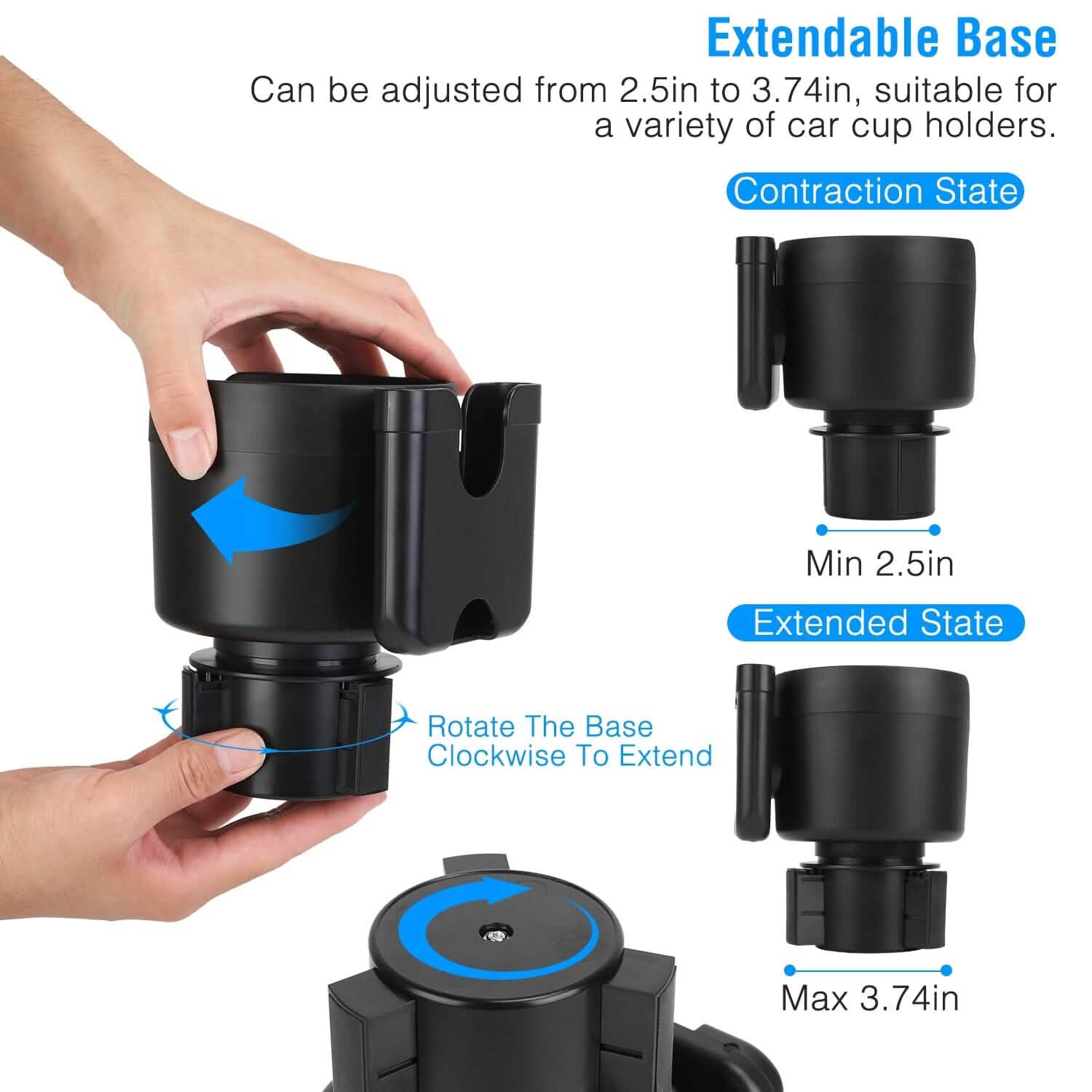 2-in-1 Car Cup Holder with Phone Holder Adjustable Base DailySale