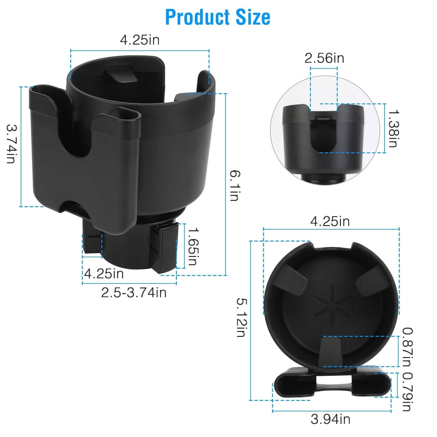 2-in-1 Car Cup Holder with Phone Holder Adjustable Base DailySale