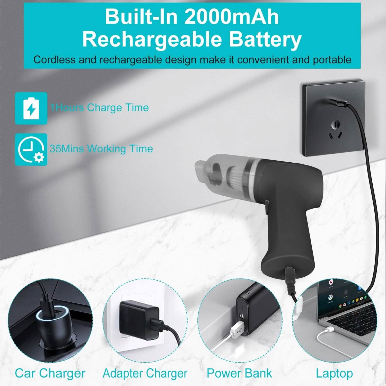 2-in-1 Cordless Vacuum Cleaner Compressed Air Duster DailySale