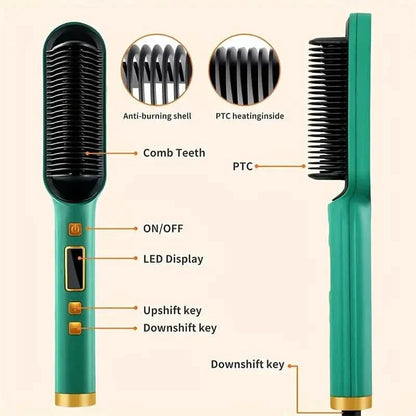 2-in-1 Electric Hair Straightener Brush Curling Comb DailySale