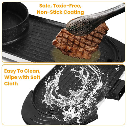 2-in-1 Electric Hot Pot with Bbq Grill Cooker 2200W DailySale