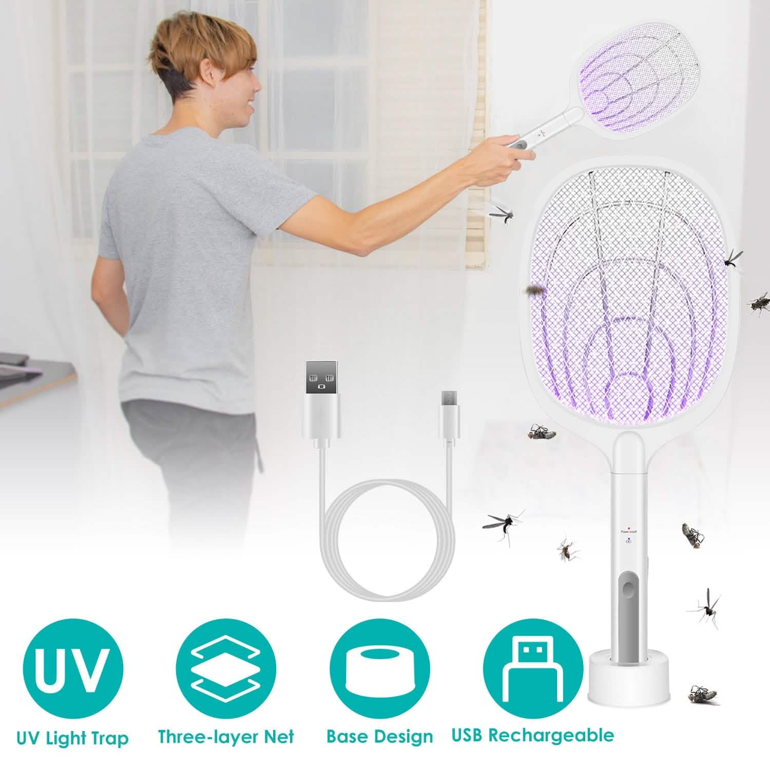2-in-1 Electric Rechargeable Bug Zapper Insect Killer DailySale