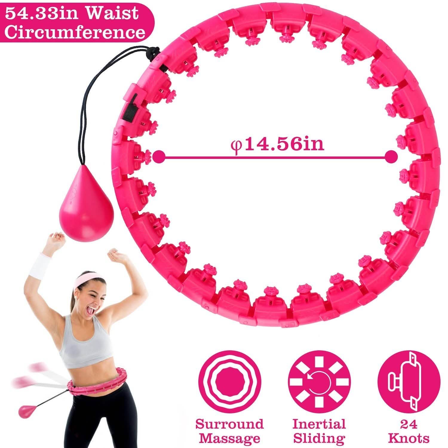 2-in-1 Fitness Hoop 24 Knots Abdomen Fitness Massage Hoops Weighted with 360 Auto Spinning Ball Detachable Knots DailySale