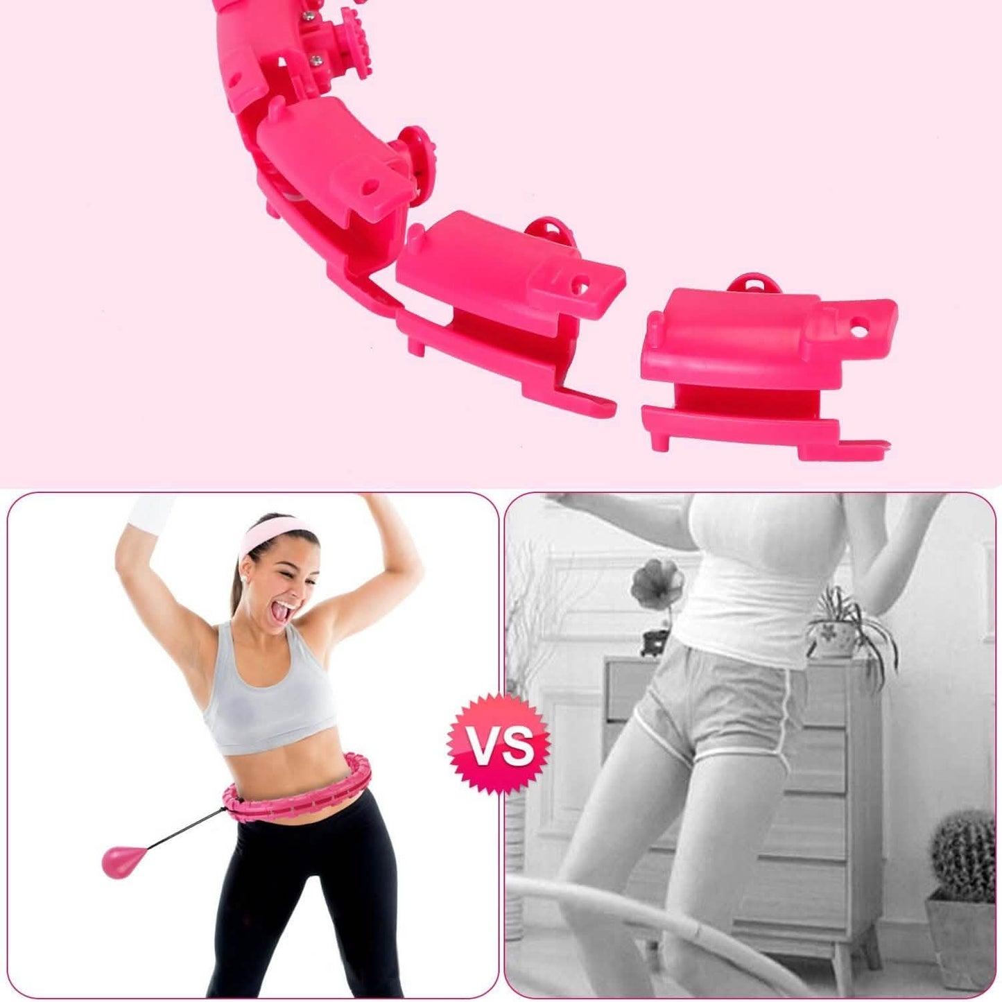 2-in-1 Fitness Hoop 24 Knots Abdomen Fitness Massage Hoops Weighted with 360 Auto Spinning Ball Detachable Knots DailySale
