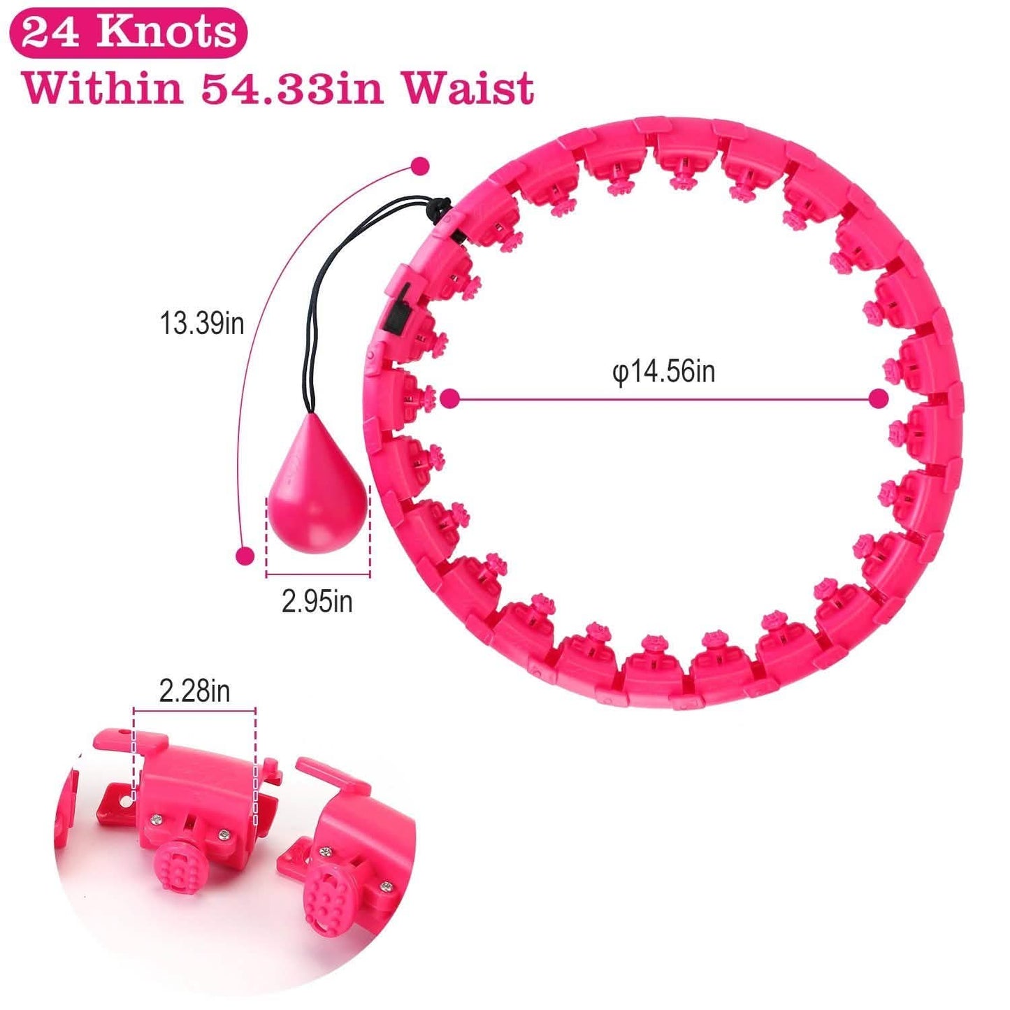 2-in-1 Fitness Hoop 24 Knots Abdomen Fitness Massage Hoops Weighted with 360 Auto Spinning Ball Detachable Knots DailySale