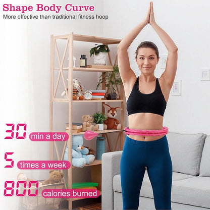 2-in-1 Fitness Hoop 24 Knots Abdomen Fitness Massage Hoops Weighted with 360 Auto Spinning Ball Detachable Knots DailySale