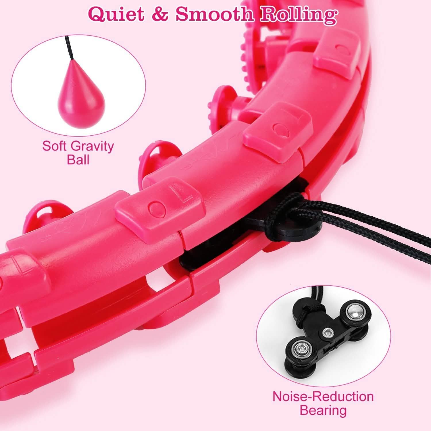 2-in-1 Fitness Hoop 24 Knots Abdomen Fitness Massage Hoops Weighted with 360 Auto Spinning Ball Detachable Knots DailySale