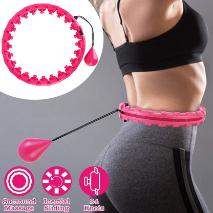 2-in-1 Fitness Hoop 24 Knots Abdomen Fitness Massage Hoops Weighted with 360 Auto Spinning Ball Detachable Knots DailySale