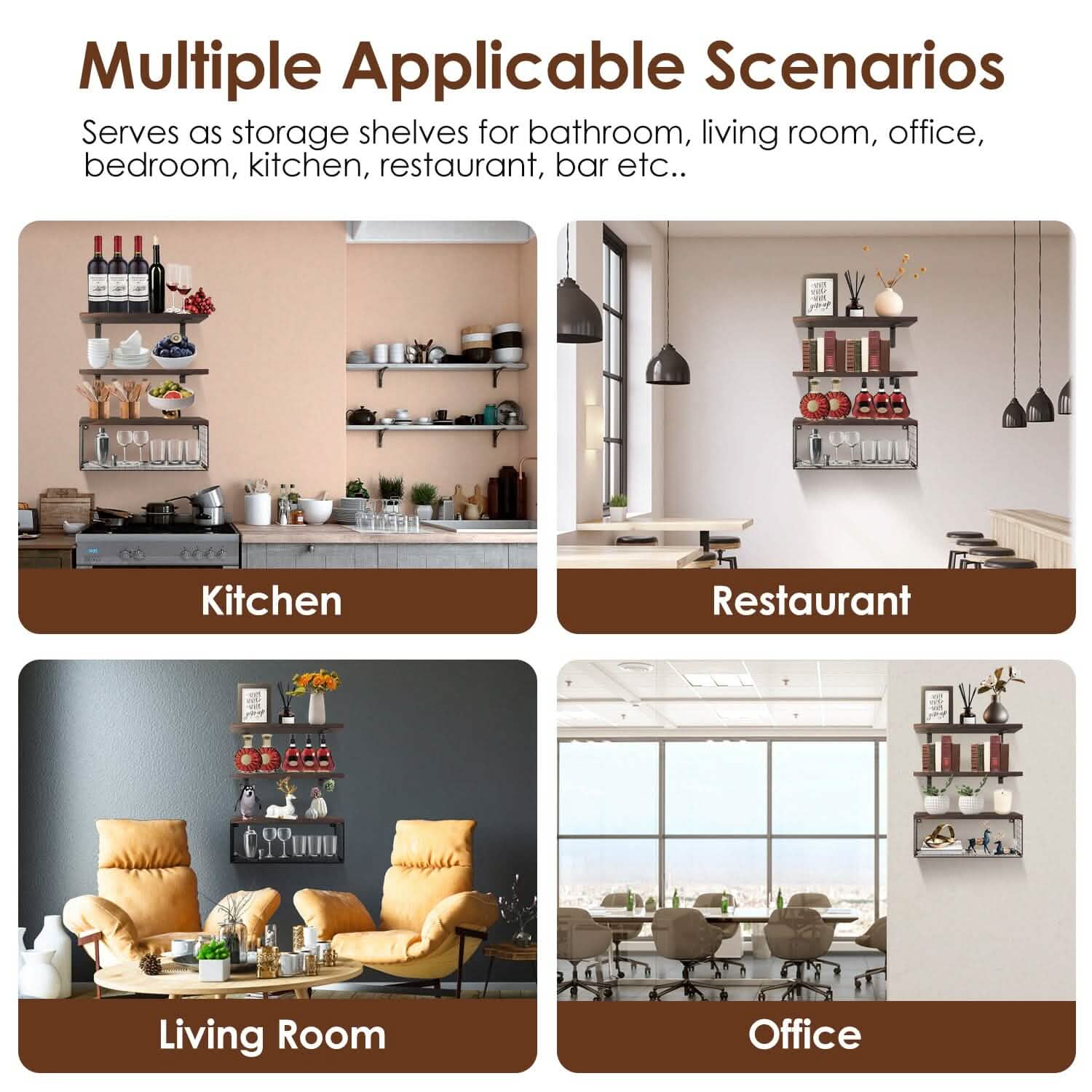 2-in-1 Floating Shelves Wall Mounted with Storage Basket DailySale