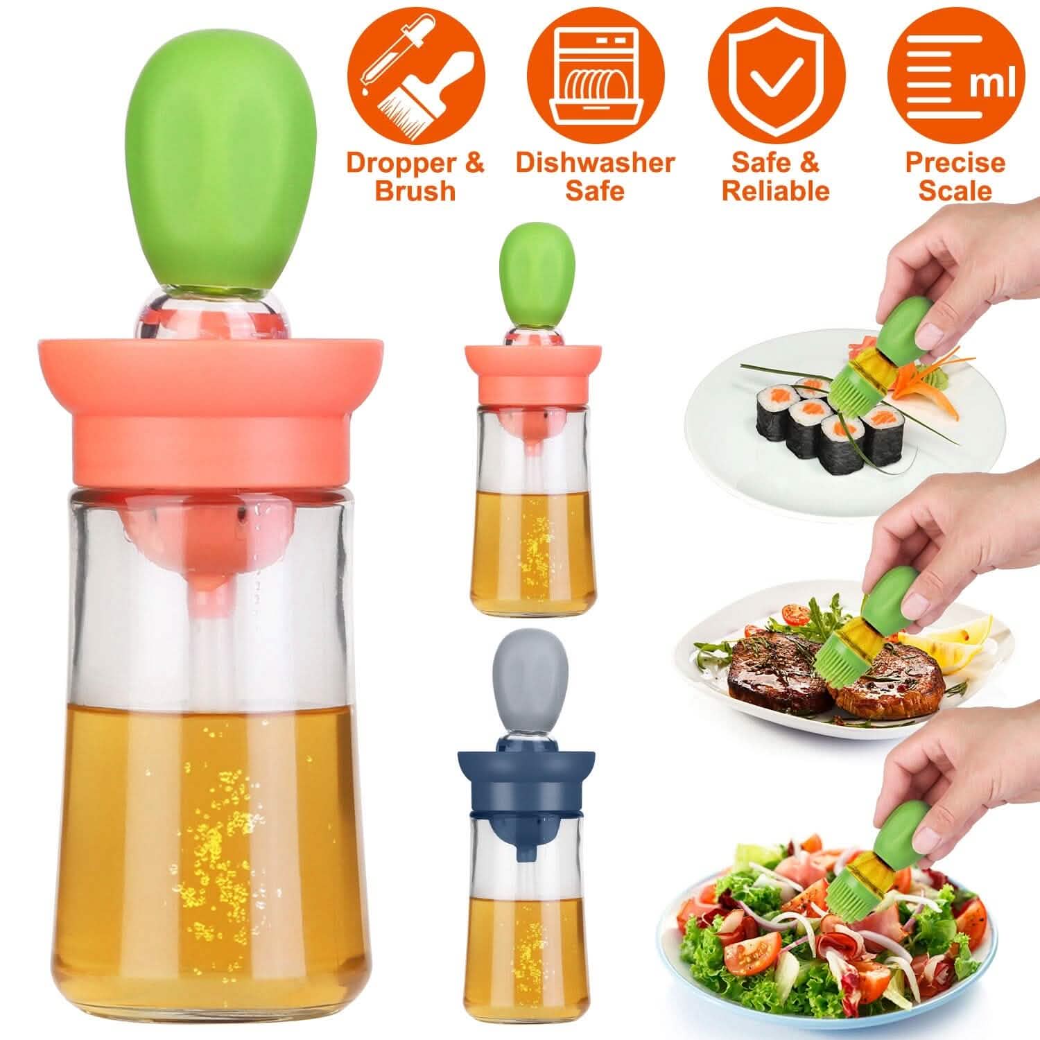 2-in-1 Glass Olive Oil Dispenser with Silicone Dropper DailySale