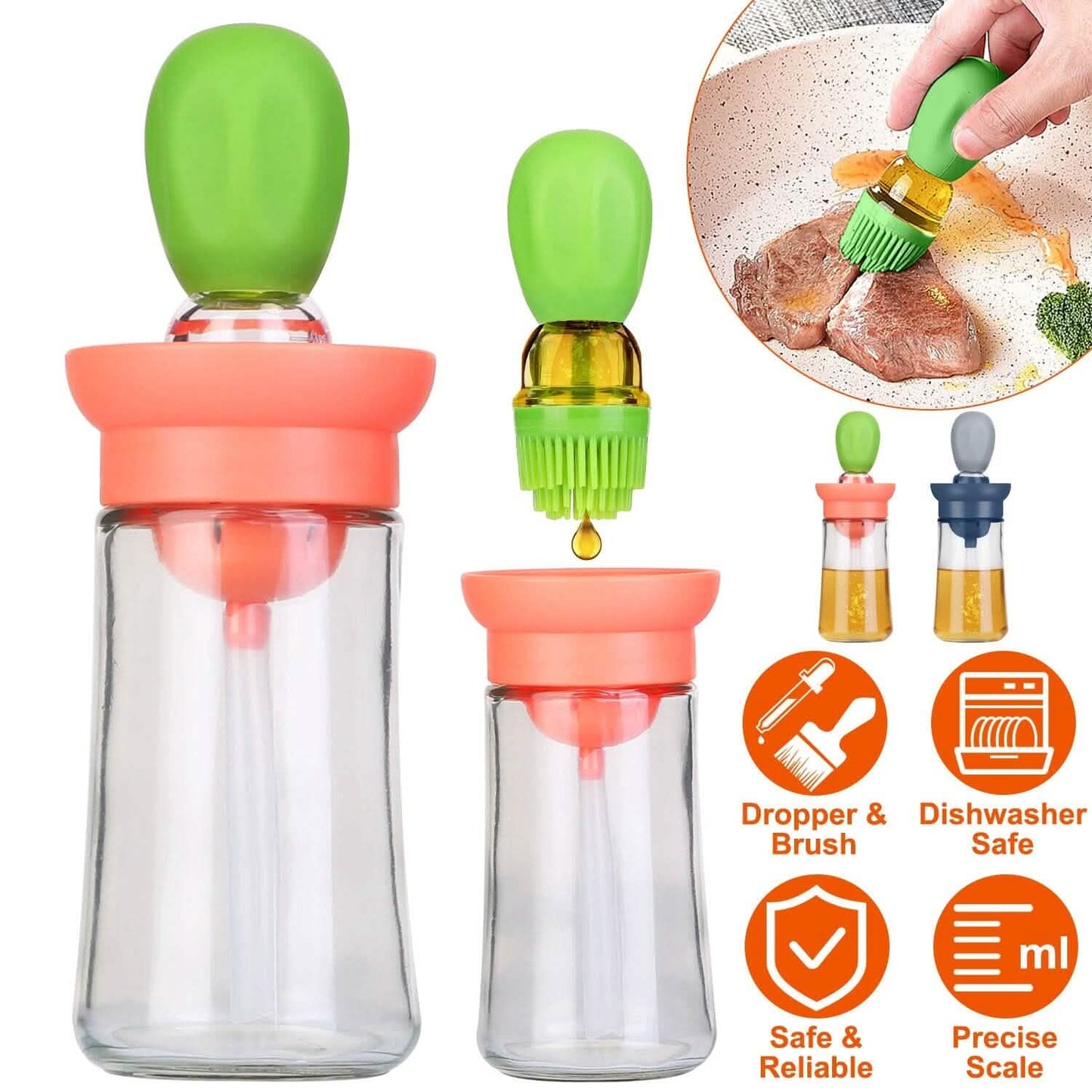 2-in-1 Glass Olive Oil Dispenser with Silicone Dropper DailySale