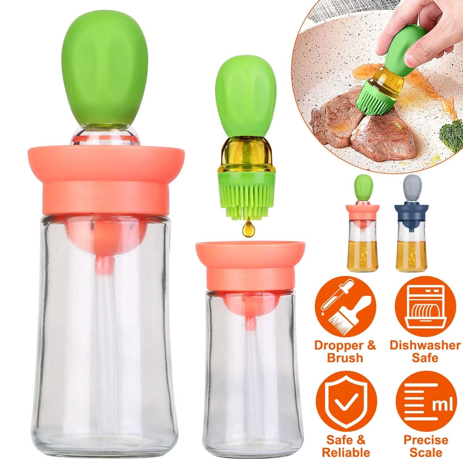 2-in-1 Glass Olive Oil Dispenser with Silicone Dropper DailySale