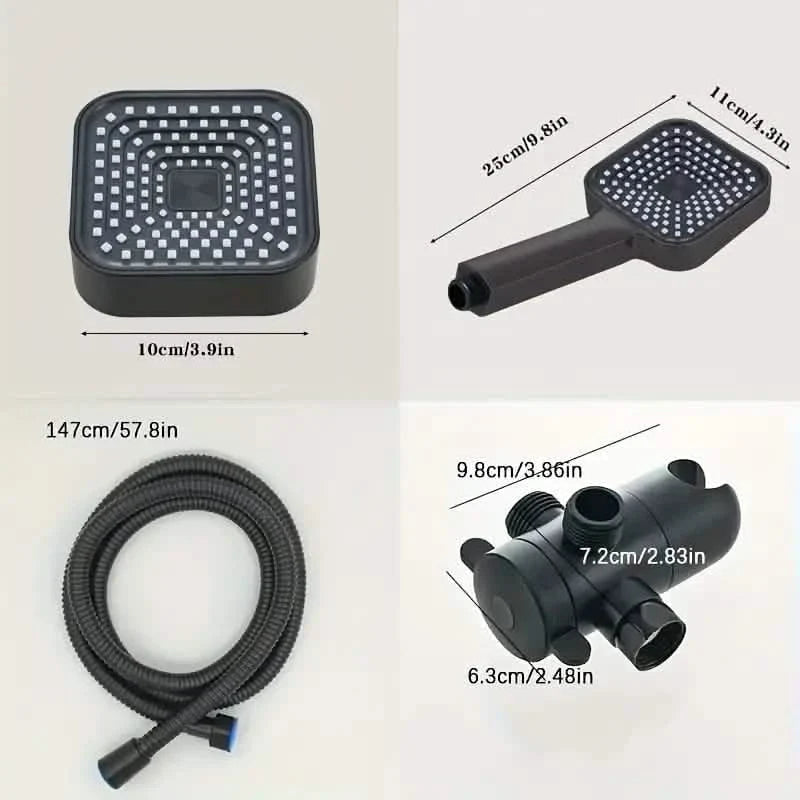 2-in-1 Handheld & Rainfall Shower Head Set with Long Hose and T-Valve DailySale