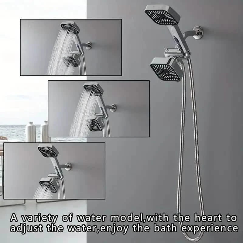 2-in-1 Handheld & Rainfall Shower Head Set with Long Hose and T-Valve DailySale