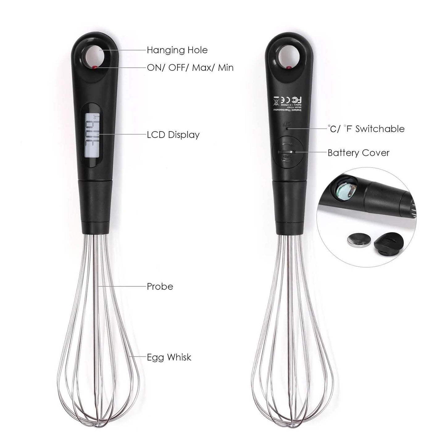 2-in-1 Instant Read Food Thermometer and Egg Whisk DailySale
