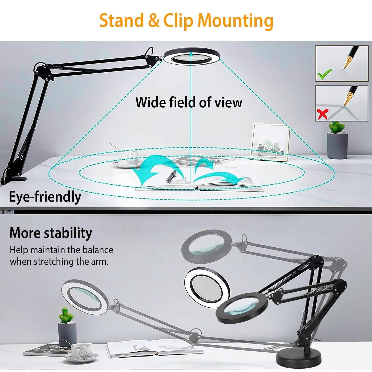 2-in-1 LED Magnifier Desk Lamp with 8x Magnifying Glass DailySale