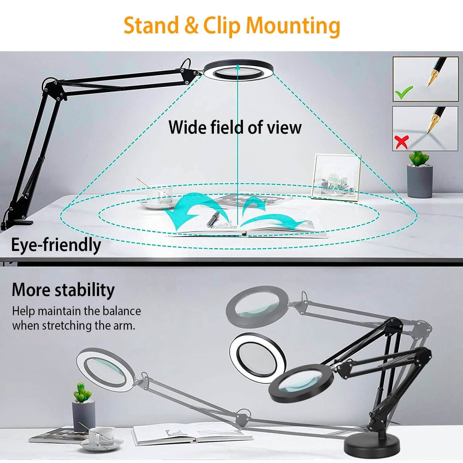 2-in-1 LED Magnifier Desk Lamp with 8x Magnifying Glass DailySale