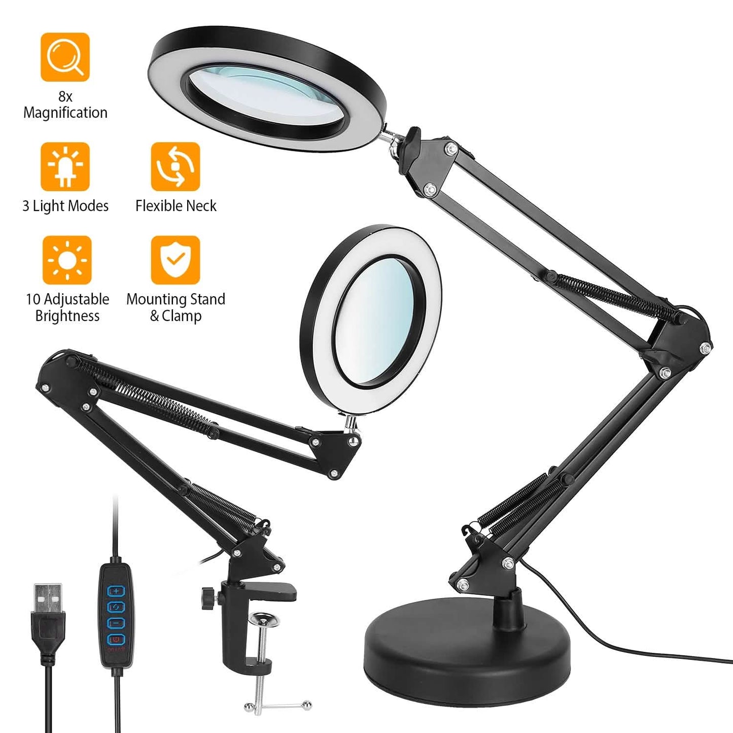 2-in-1 LED Magnifier Desk Lamp with 8x Magnifying Glass DailySale
