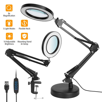 2-in-1 LED Magnifier Desk Lamp with 8x Magnifying Glass DailySale
