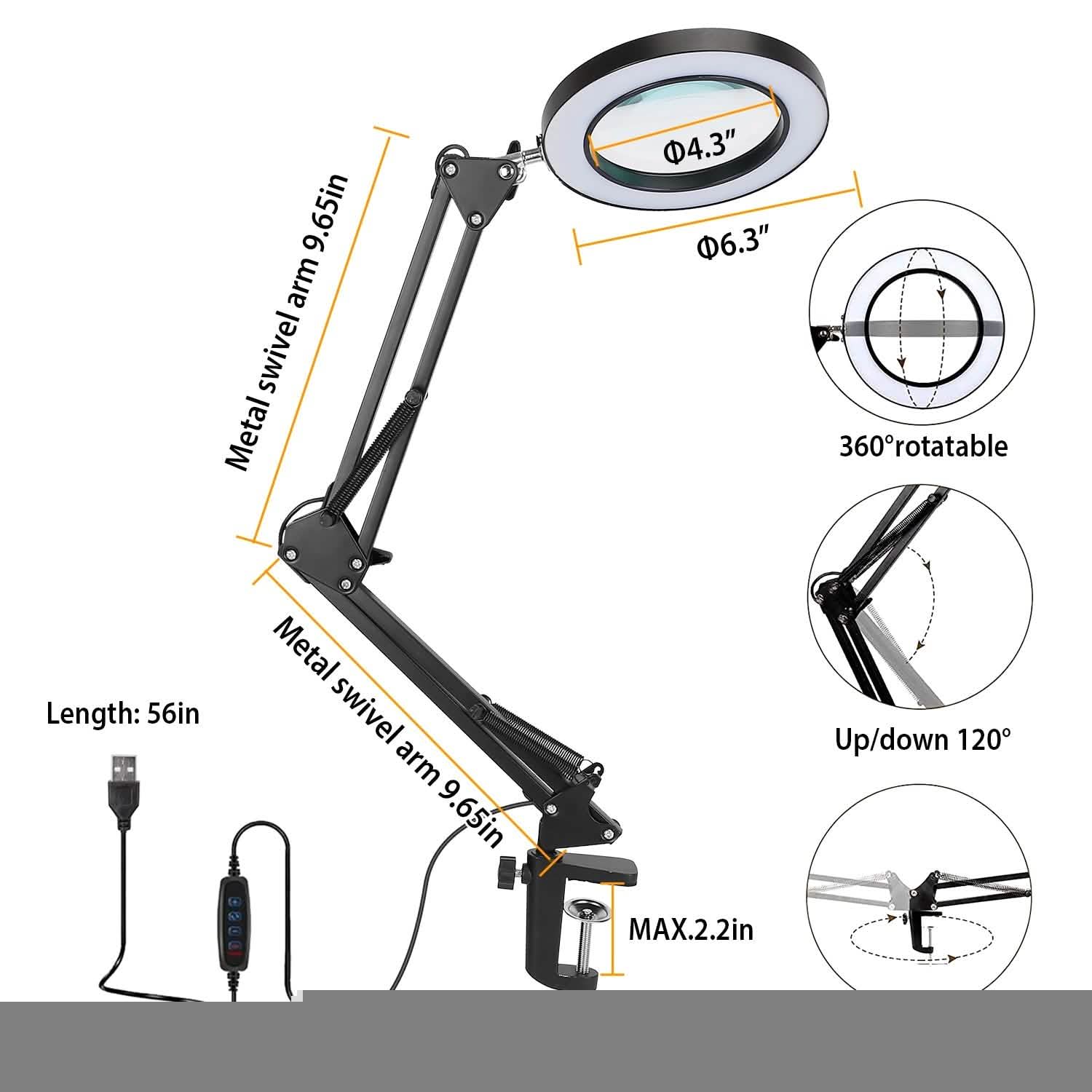 2-in-1 LED Magnifier Desk Lamp with 8x Magnifying Glass DailySale