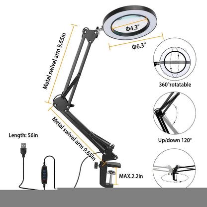 2-in-1 LED Magnifier Desk Lamp with 8x Magnifying Glass DailySale
