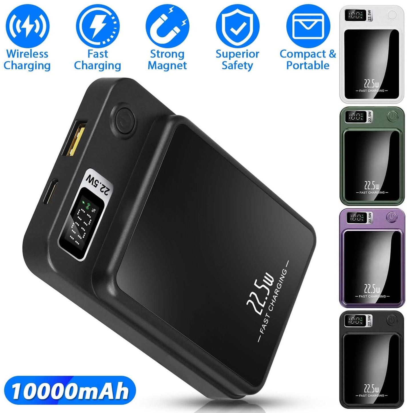 2-in-1 Magnetic Wireless Power Bank 10000mAh PD20W Fast Charger Mag Safe DailySale