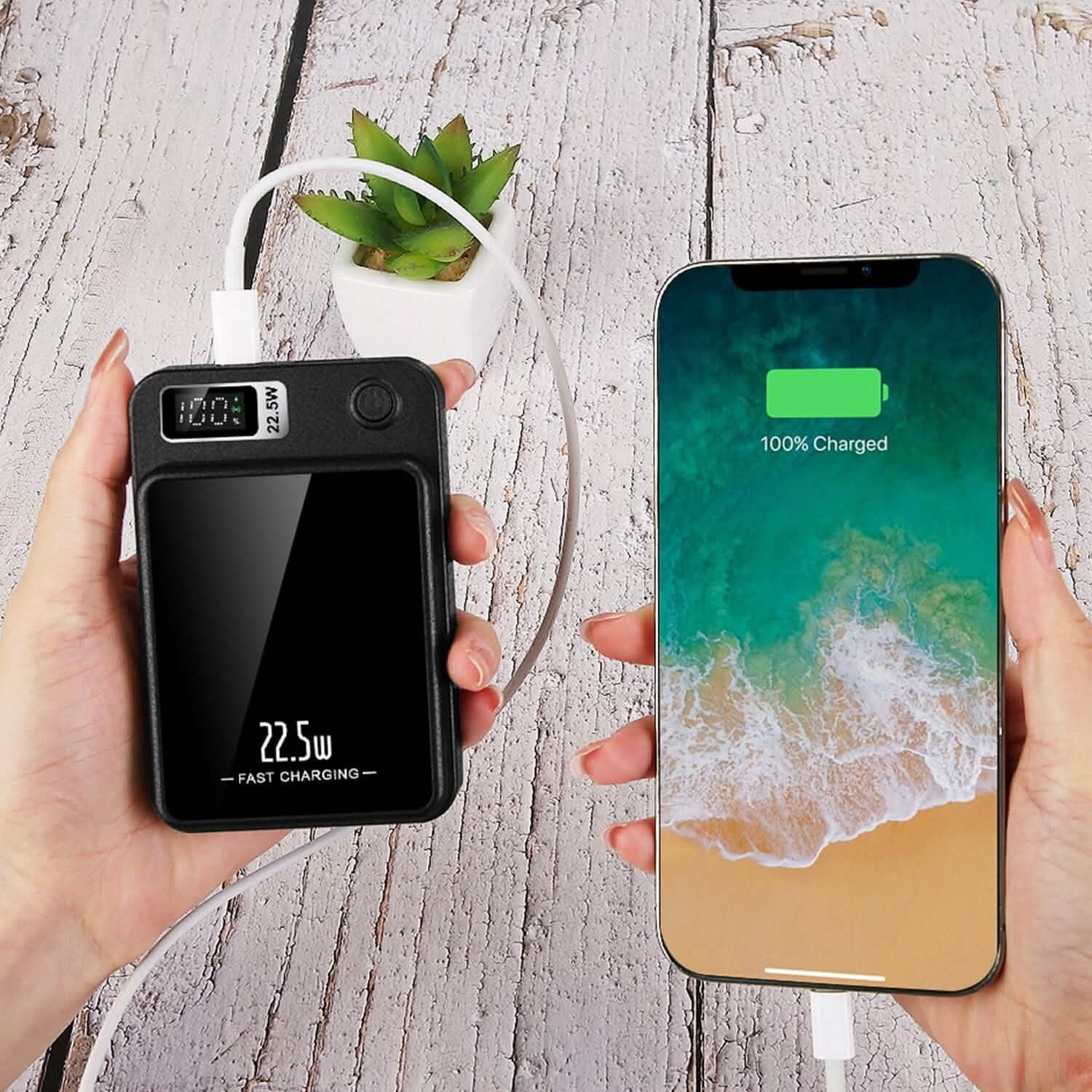 2-in-1 Magnetic Wireless Power Bank 10000mAh PD20W Fast Charger Mag Safe DailySale