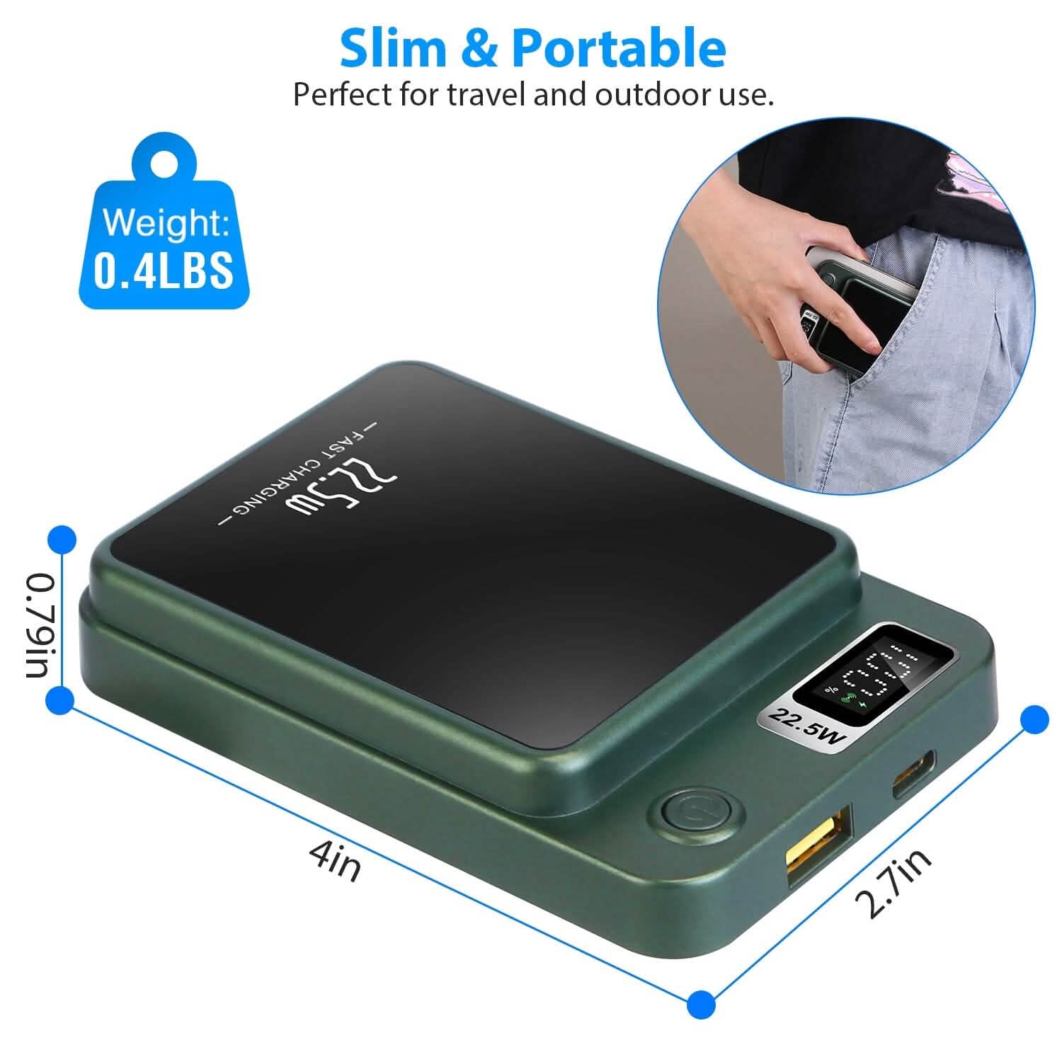 2-in-1 Magnetic Wireless Power Bank 10000mAh PD20W Fast Charger Mag Safe DailySale
