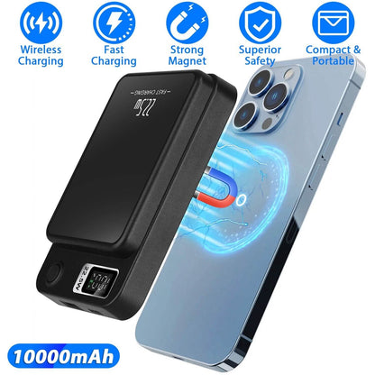 2-in-1 Magnetic Wireless Power Bank 10000mAh PD20W Fast Charger Mag Safe DailySale