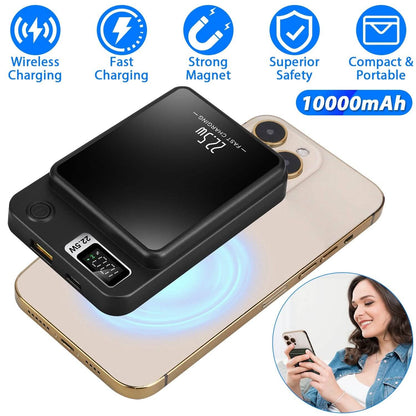 2-in-1 Magnetic Wireless Power Bank 10000mAh PD20W Fast Charger Mag Safe DailySale