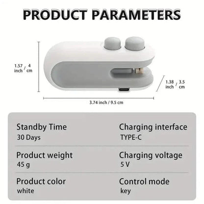 2-in-1 Mini Bag Sealer For Snacks, USB Rechargeable Plastic Heat Sealer With Cutter DailySale