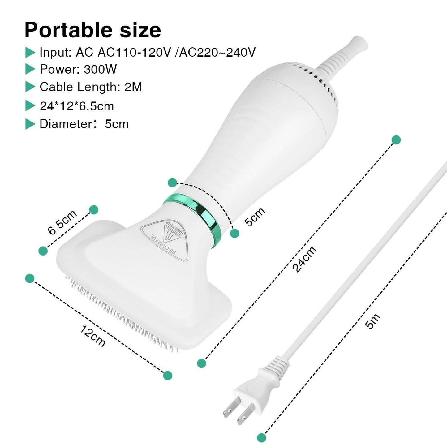 2-in-1 Pet Hair Dryer Blower Slicker Brush Portable Dog Cat Grooming Low Noise DailySale