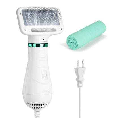 2-in-1 Pet Hair Dryer Blower Slicker Brush Portable Dog Cat Grooming Low Noise DailySale