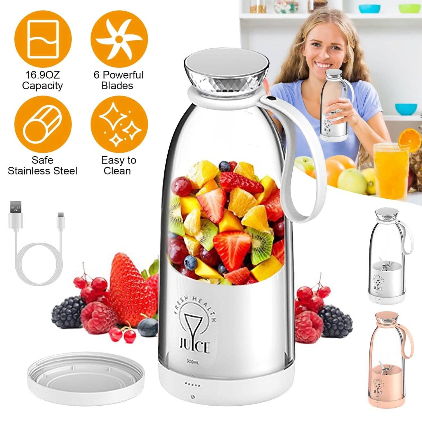 2-in-1 Portable Fruit Blender Rechargeable DailySale