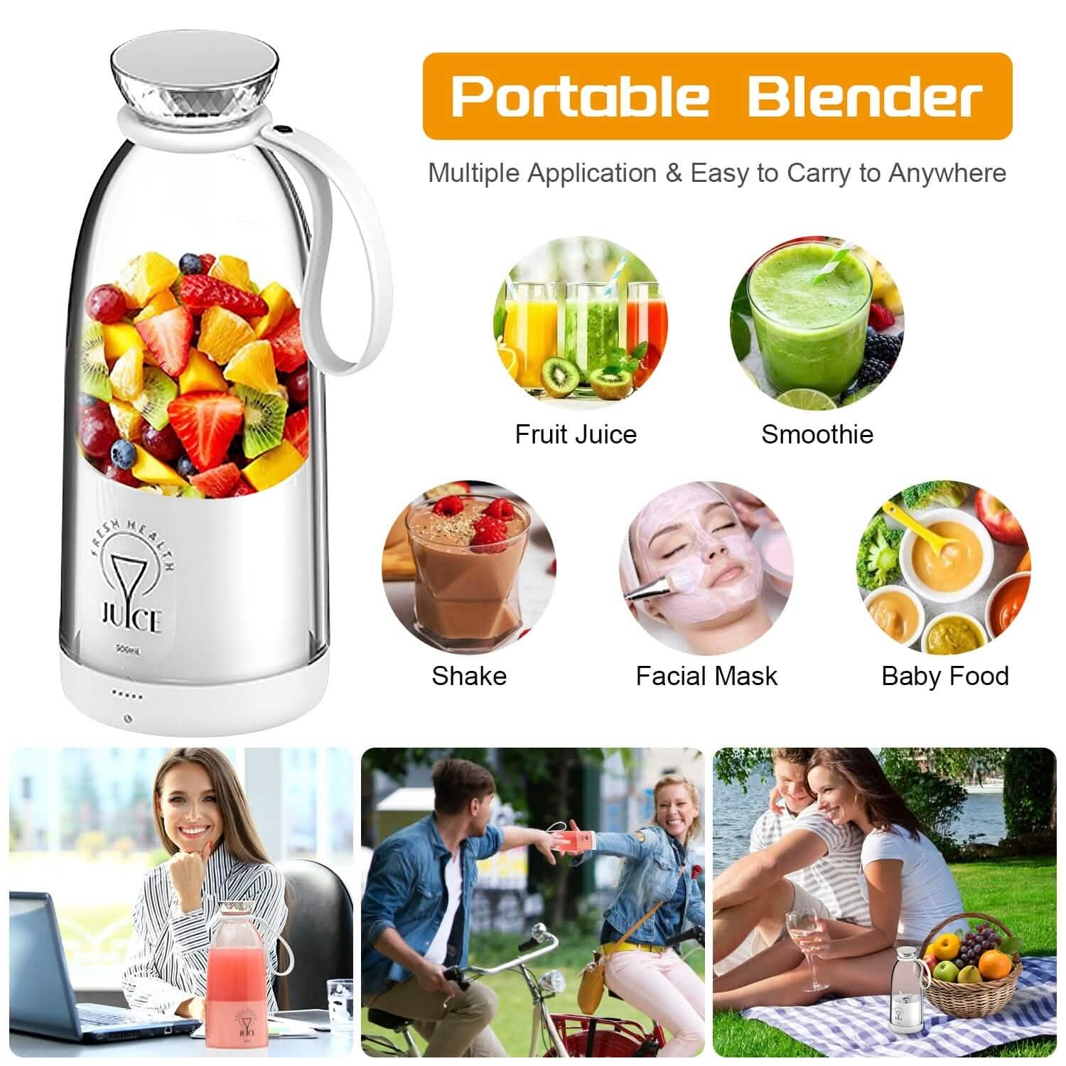 2-in-1 Portable Fruit Blender Rechargeable DailySale