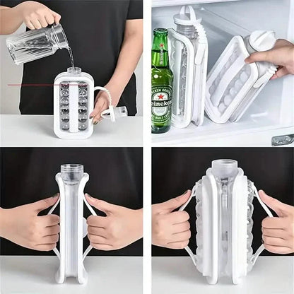 2-in-1 Portable Ice Ball Maker Kettle With 17 Grids Flat Body Lid Cooling Ice Pop/Cube Molds DailySale