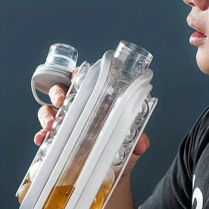 2-in-1 Portable Ice Ball Maker Kettle With 17 Grids Flat Body Lid Cooling Ice Pop/Cube Molds DailySale