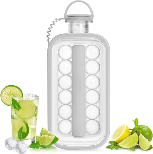 2-in-1 Portable Ice Ball Maker Kettle With 17 Grids Flat Body Lid Cooling Ice Pop/Cube Molds DailySale