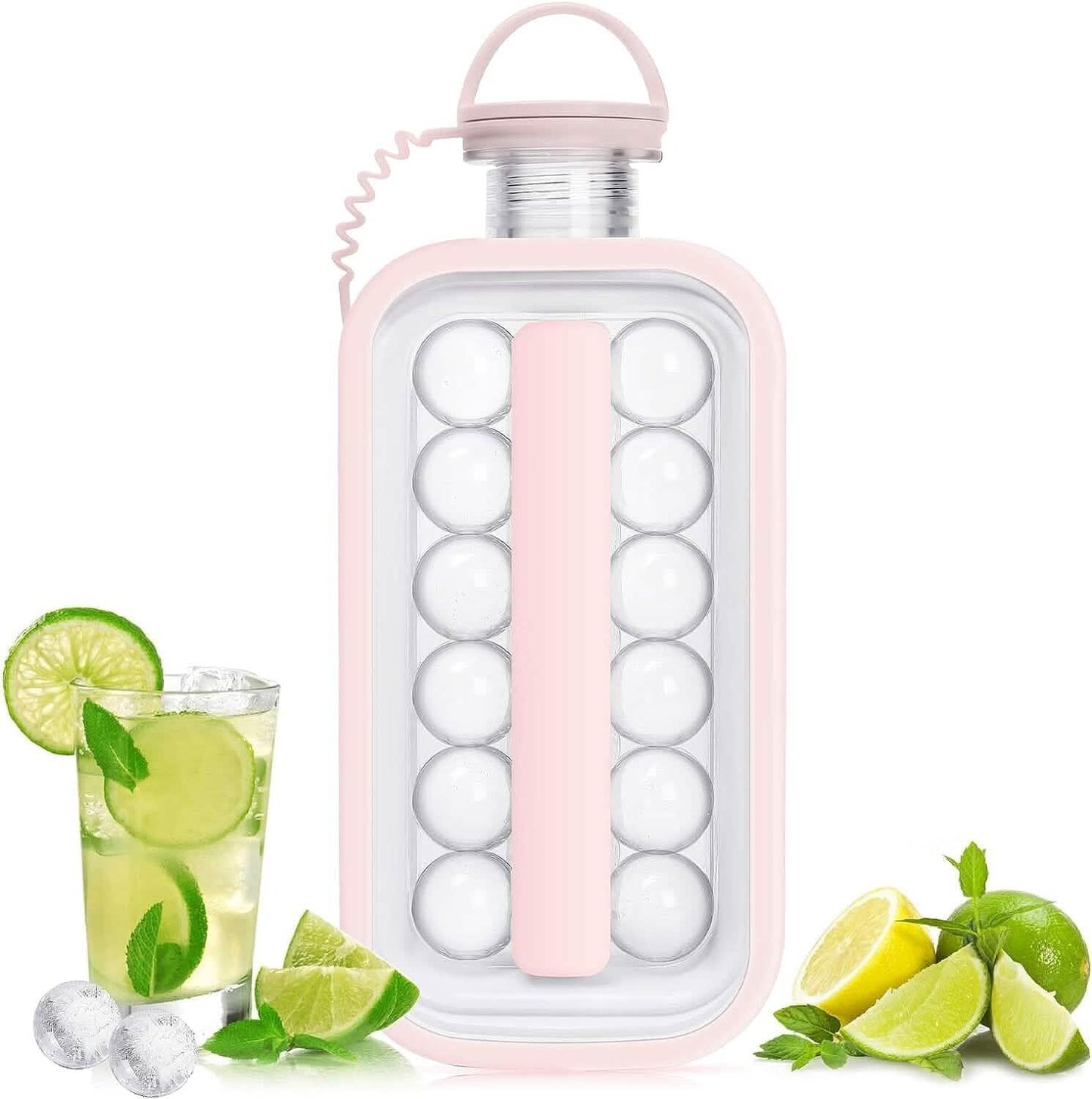 2-in-1 Portable Ice Ball Maker Kettle With 17 Grids Flat Body Lid Cooling Ice Pop/Cube Molds DailySale