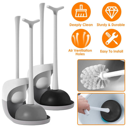 2-in-1 Toilet Plunger and Brush Combo Set with Ventilated Holder DailySale