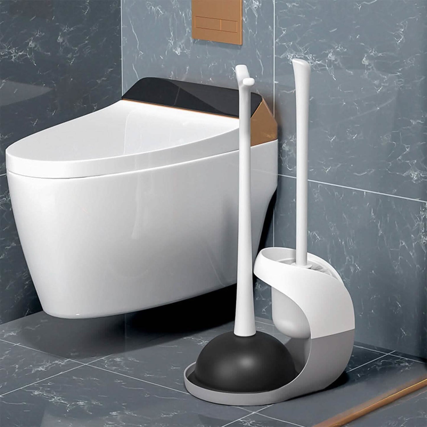 2-in-1 Toilet Plunger and Brush Combo Set with Ventilated Holder DailySale