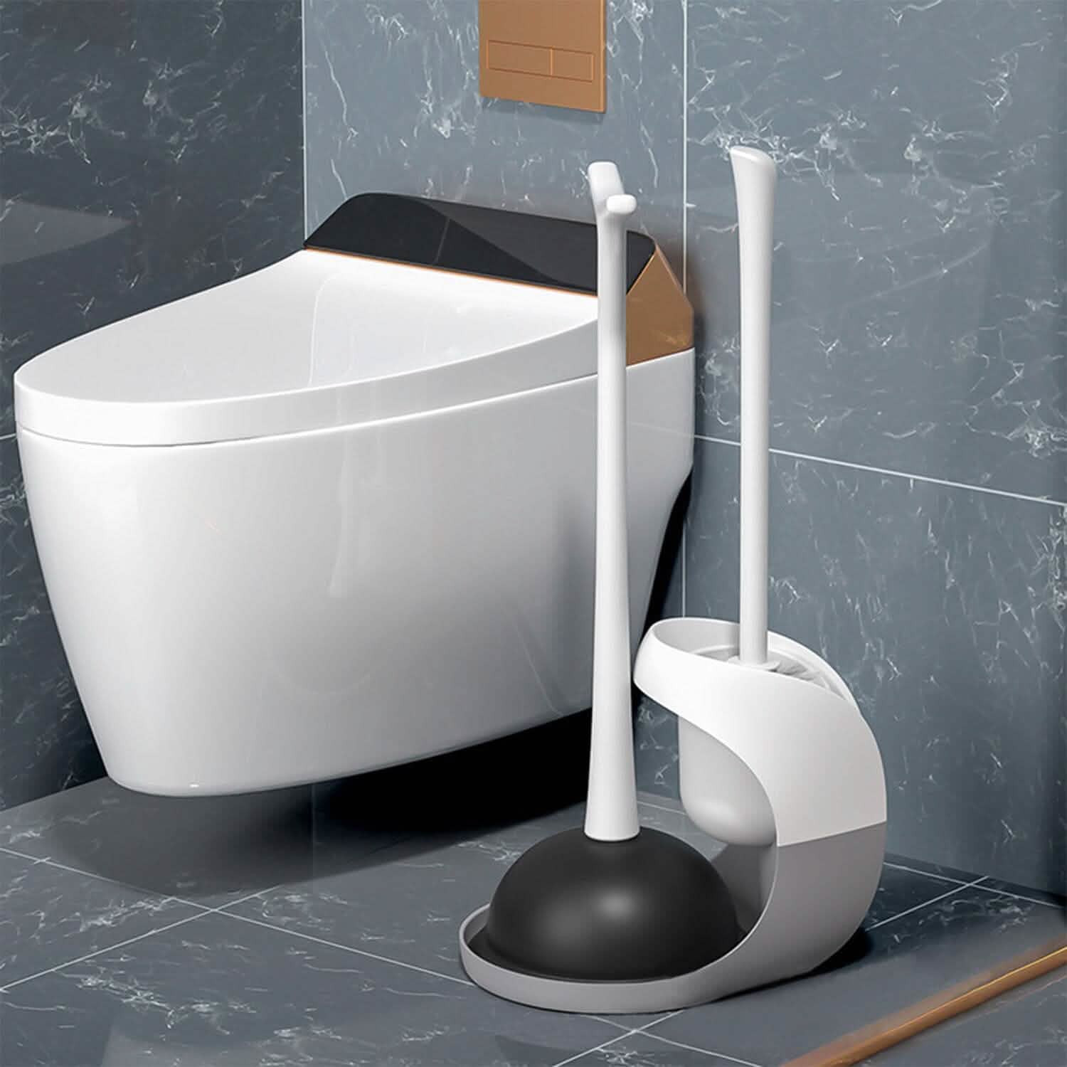 2-in-1 Toilet Plunger and Brush Combo Set with Ventilated Holder DailySale