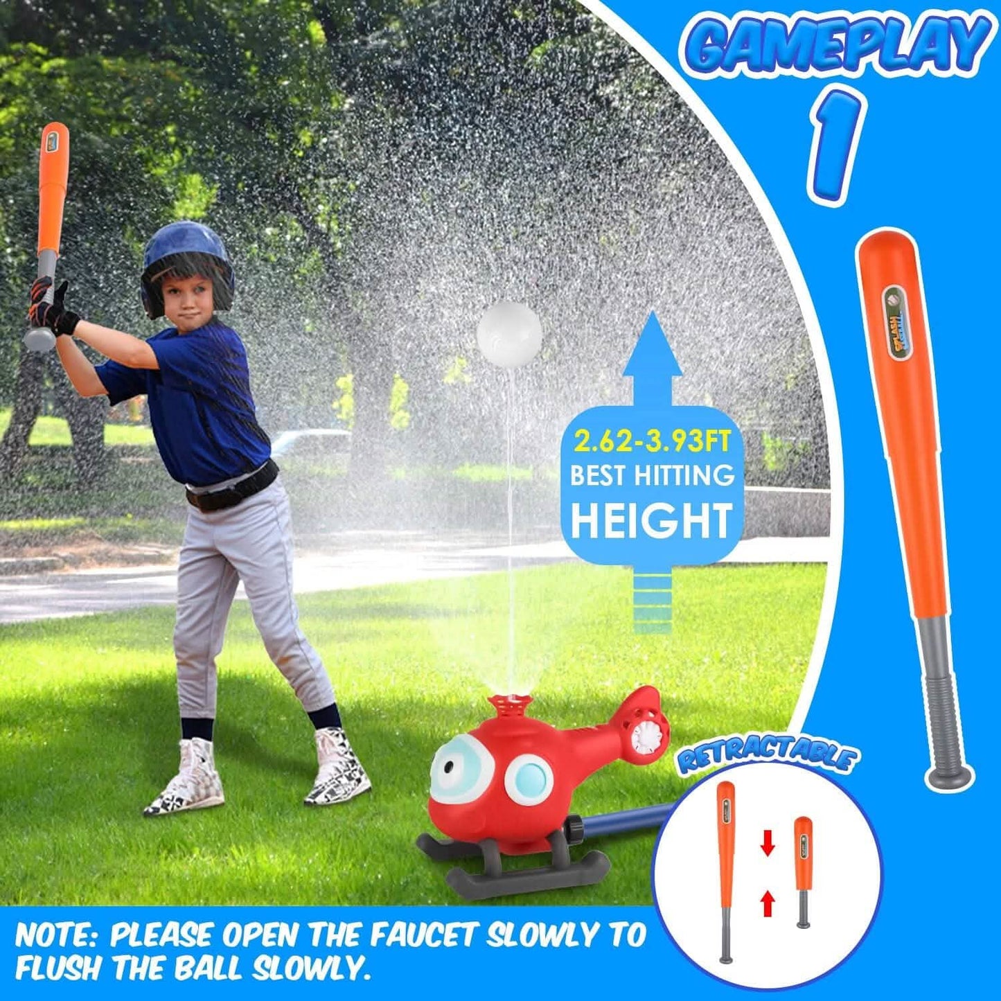 2-in-1 Water Sprinkler Baseball Helicopter Toy DailySale
