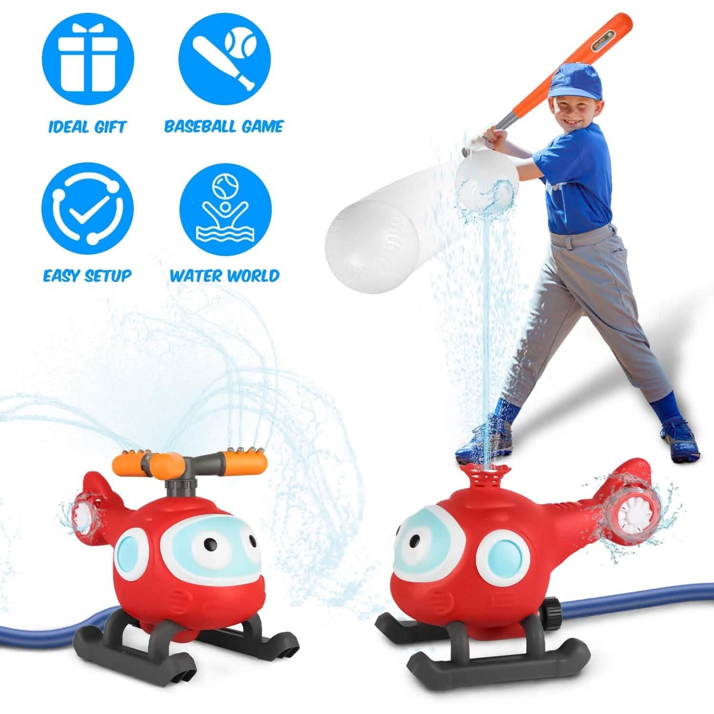 2-in-1 Water Sprinkler Baseball Helicopter Toy DailySale