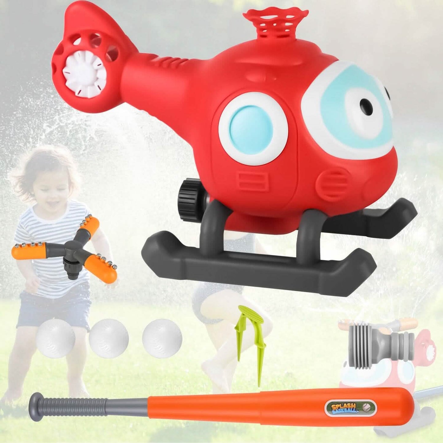 2-in-1 Water Sprinkler Baseball Helicopter Toy DailySale