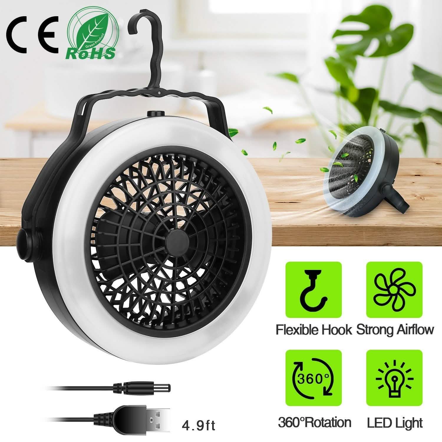 2-in-1 Outdoor Battery/USB Operated Portable Camping LED Fan DailySale