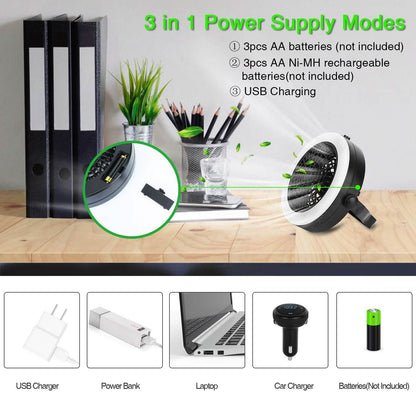 2-in-1 Outdoor Battery/USB Operated Portable Camping LED Fan DailySale
