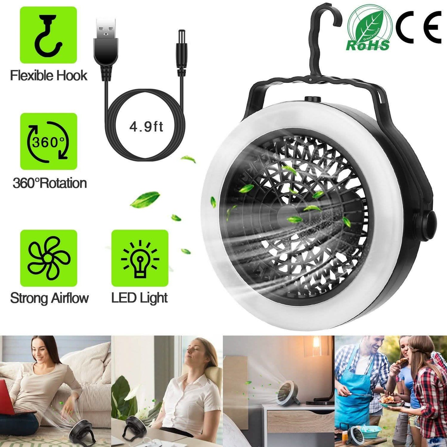 2-in-1 Outdoor Battery/USB Operated Portable Camping LED Fan DailySale