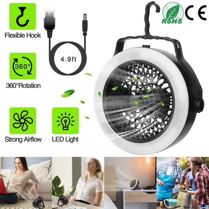 2-in-1 Outdoor Battery/USB Operated Portable Camping LED Fan DailySale